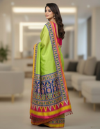 Green Soft Silk Saree with Patola Digital Prints & Tassel Pallu
