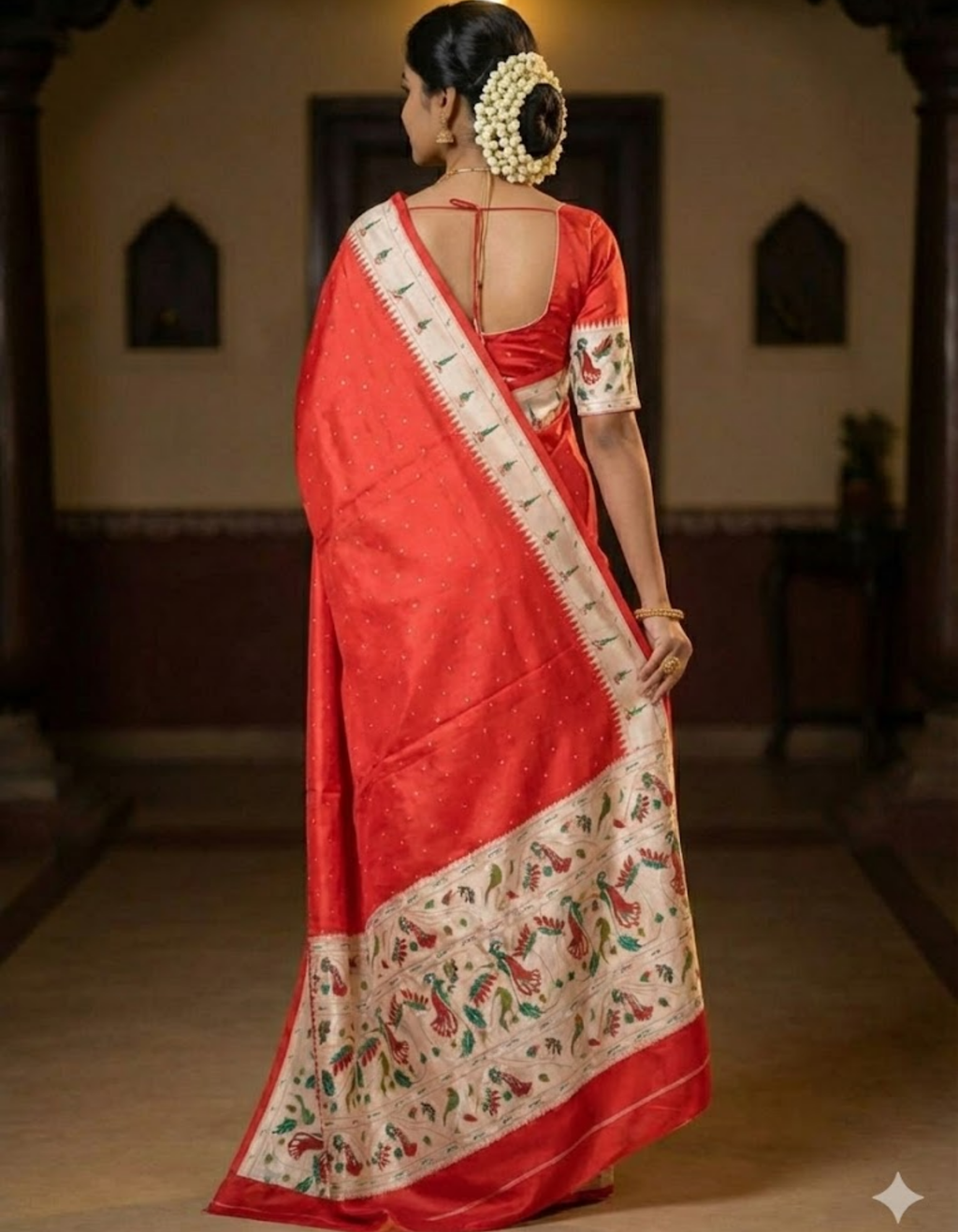 Gajri  Soft Silk Saree with Paithani Digital Print