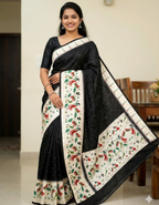 Black Soft Silk Saree with Paithani Digital Print