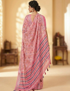 Multicolor Linen Cotton Saree with Floral Digital Prints