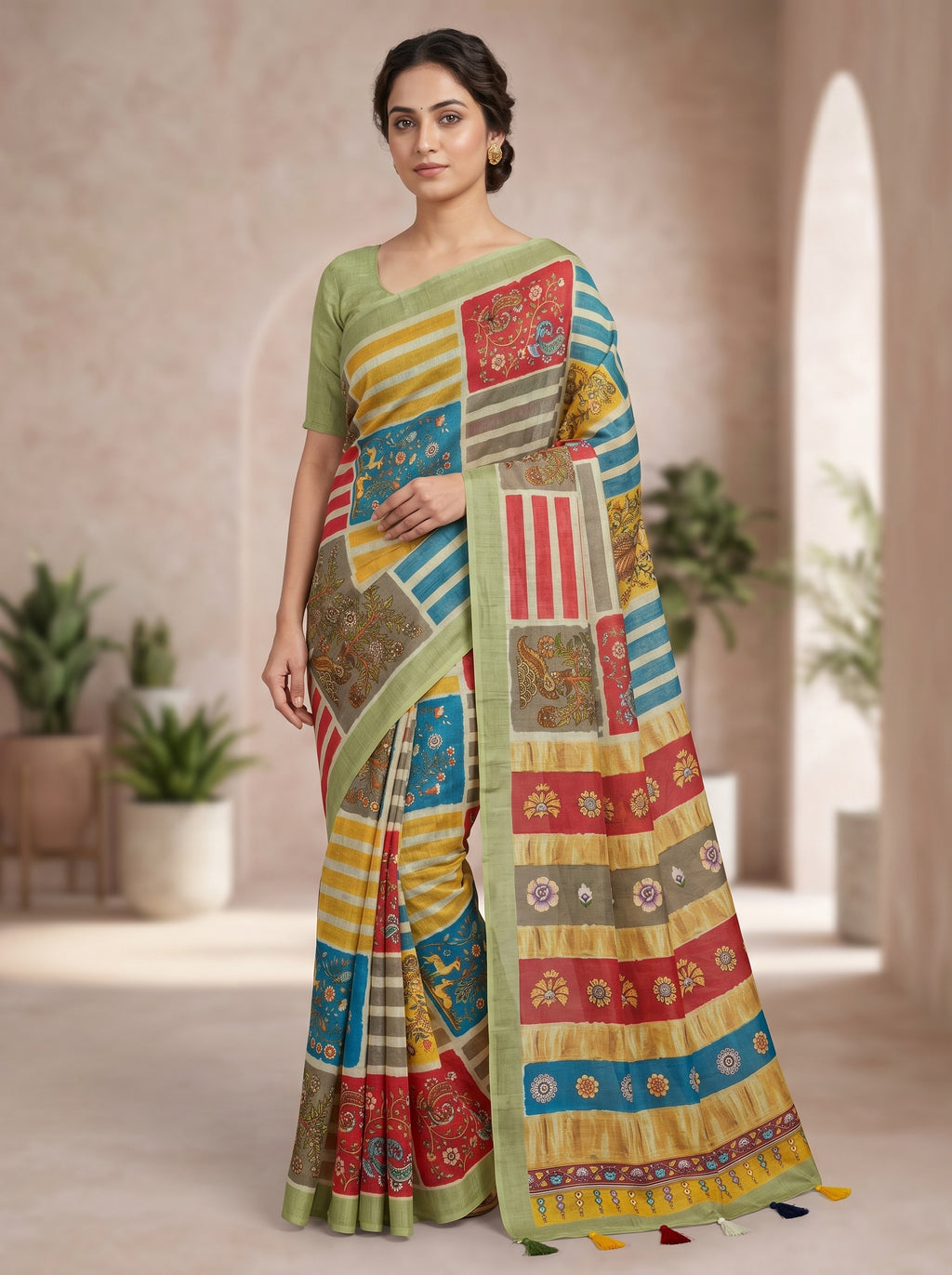 Varnika Cotton Blend Saree – Green 6