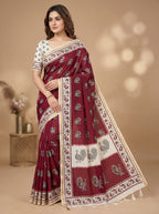 Zariya Cotton Blend Saree – Royal Maroon
