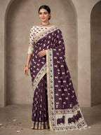 Zariya Cotton Blend Saree – Regal Wine