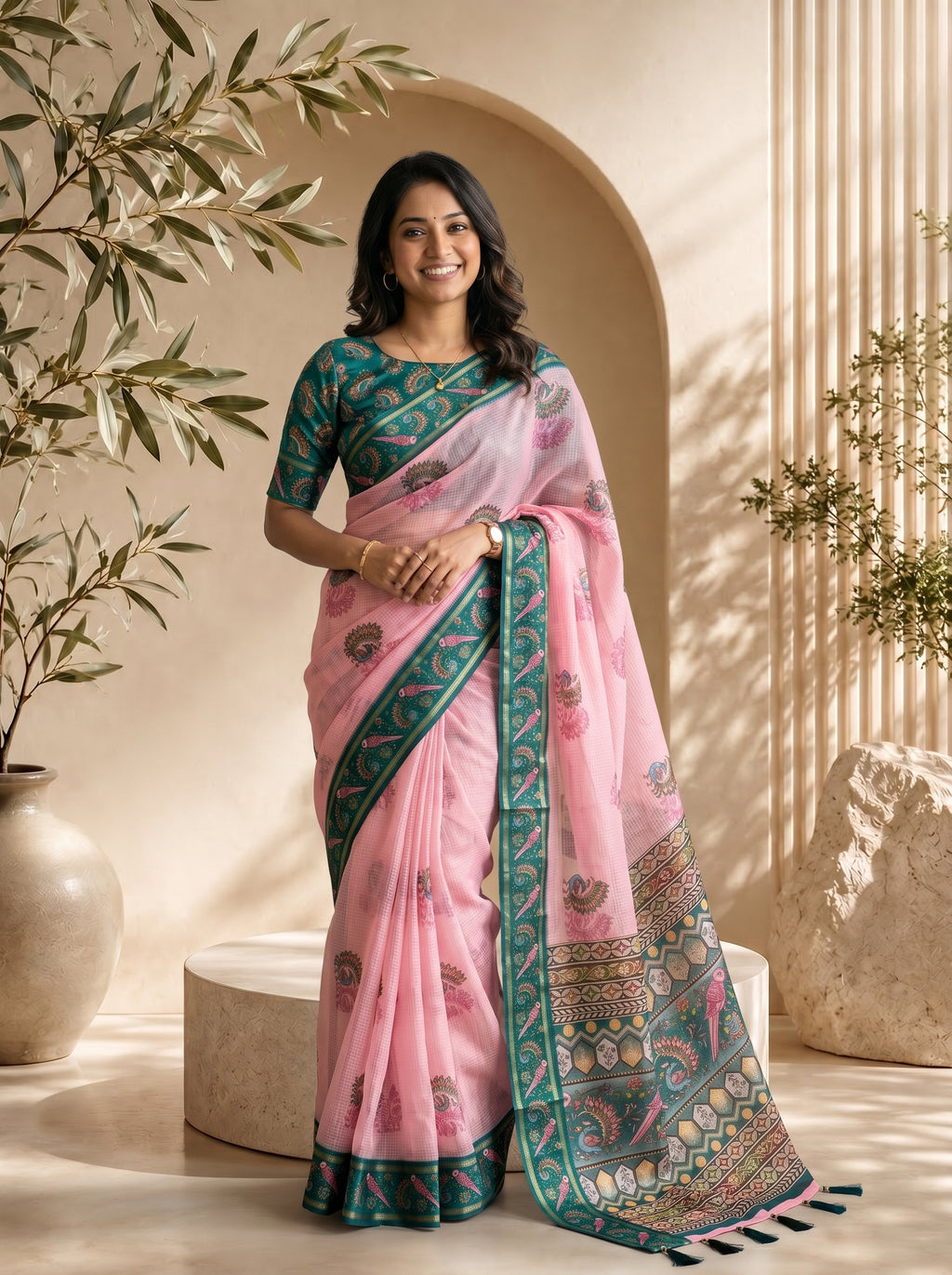 Mayuri Kota Doriya Saree – Pink