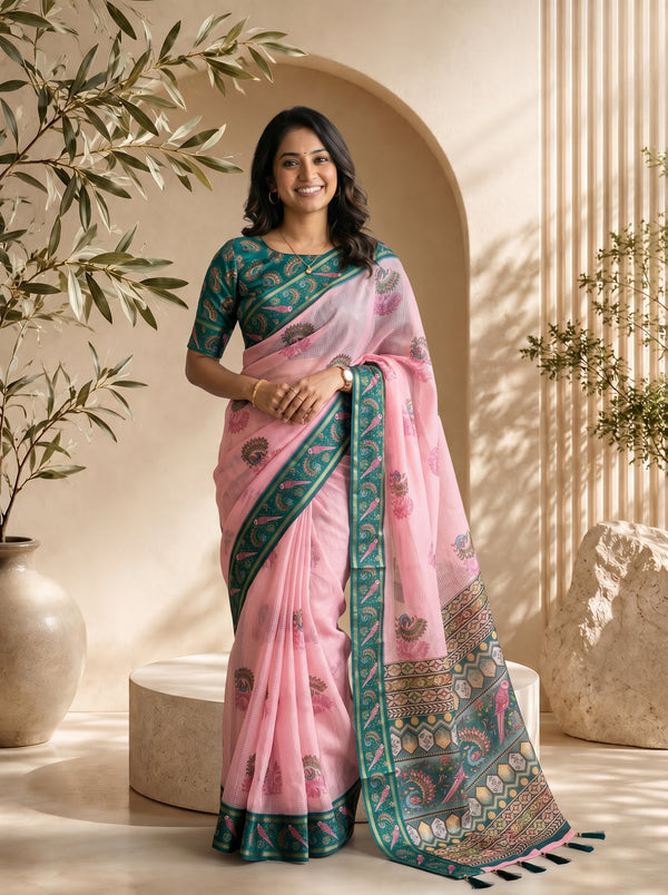 Mayuri Kota Doriya Saree – Pink