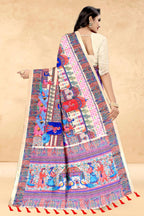 Cream Soft Tussar Silk Saree with Postion Pashmina Digital Prints