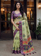 Rajvansh Kota Doriya Saree – Sage Green