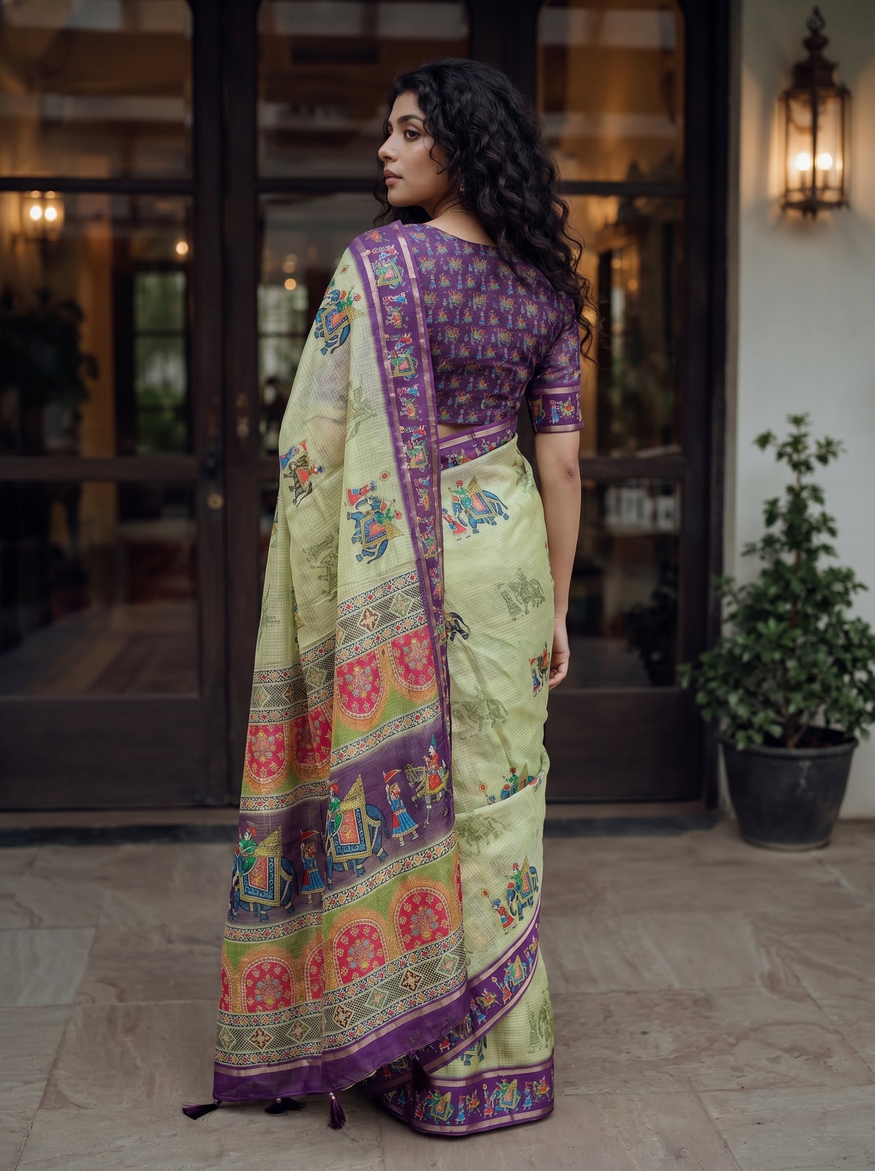 Rajvansh Kota Doriya Saree – Sage Green