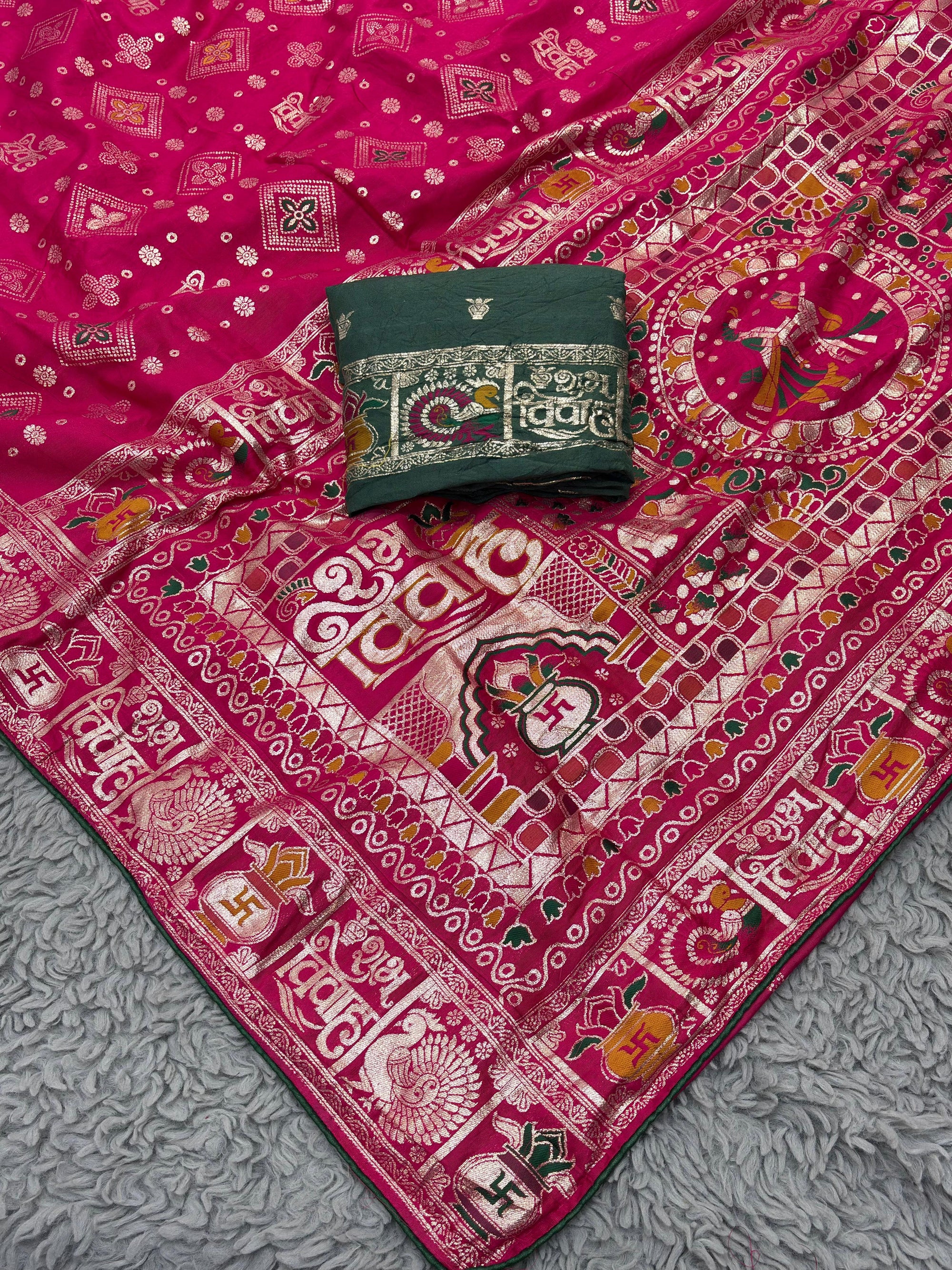 Subh Vivah Pink Pure Viscose Muslin Silk Saree