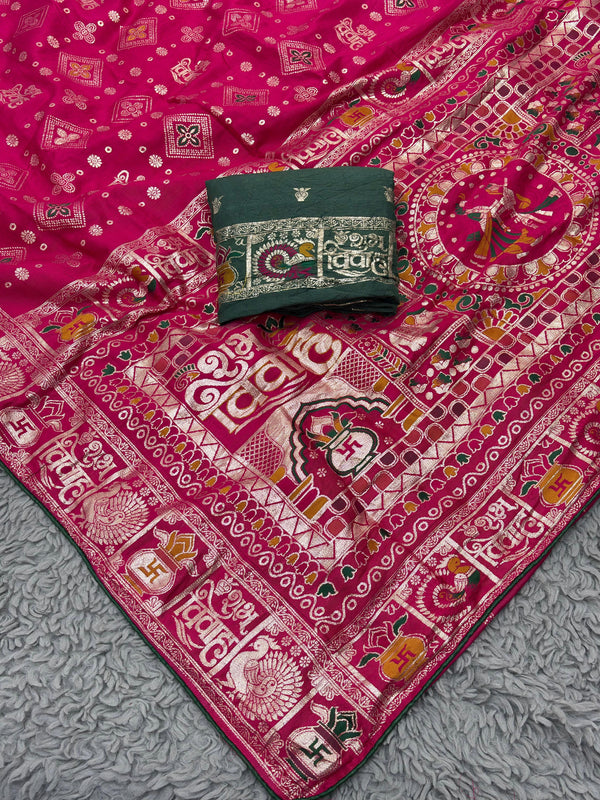 Subh Vivah Pink Pure Viscose Muslin Silk Saree