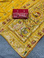 Subh Vivah Yellow Pure Viscose Muslin Silk Saree