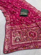 Subh Vivah Pink Pure Viscose Muslin Silk Saree