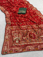 Subh Vivah Red Pure Viscose Muslin Silk Saree