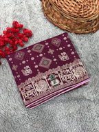 Subh Vivah Wine Pure Viscose Muslin Silk Saree