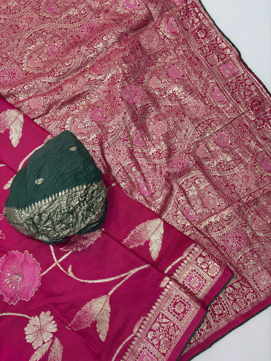 Pink Pure Viscose Muslin Saree with Floral Meenakari Weave