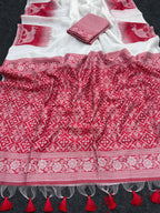 Soft Muga Silk Saree with Red & White Resham Weave Rich Pallu and Elephant Weave Border