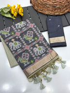 Ivory Pure Muga Silk Saree with Patola Weave