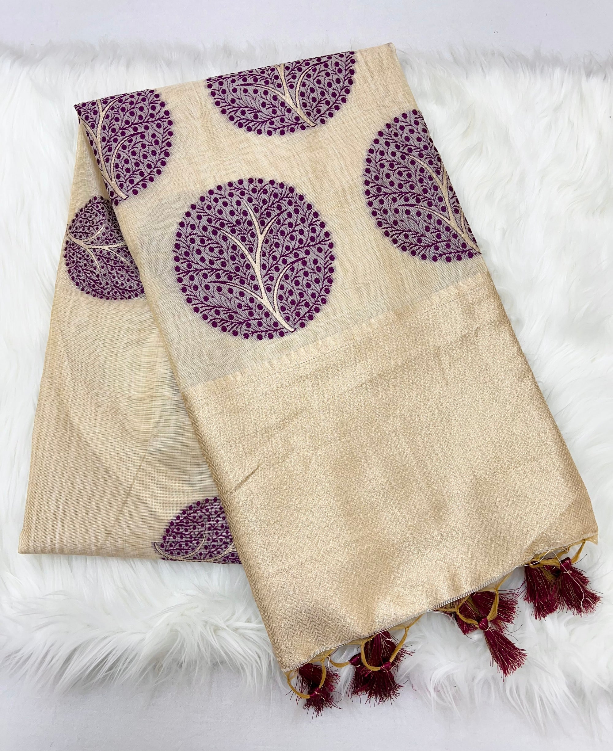 Wine Soft Muga Silk Saree with Thread Weaves
