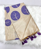 Purple Soft Muga Silk Saree with Thread Weaves