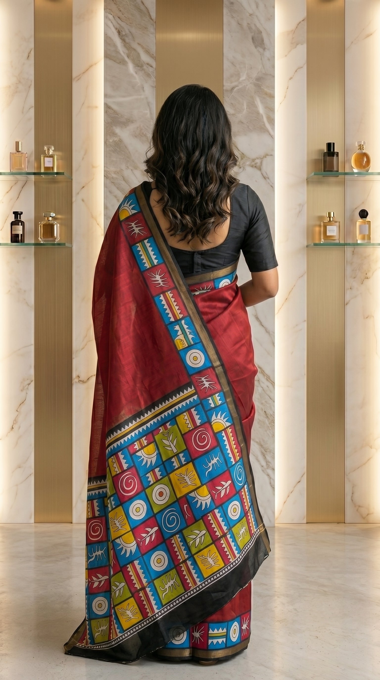 Aarshika Cotton Blend Saree – Maroon