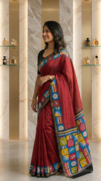 Aarshika Cotton Blend Saree – Maroon