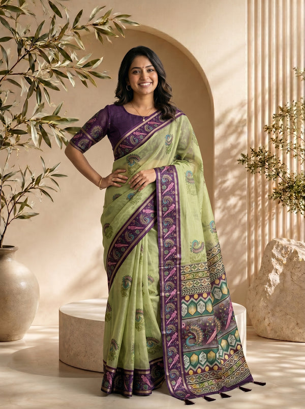 Mayuri Soft Kota Doriya Saree - Green
