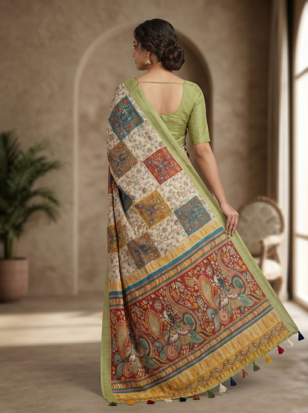 Varnika Cotton Blend Saree – Green 4