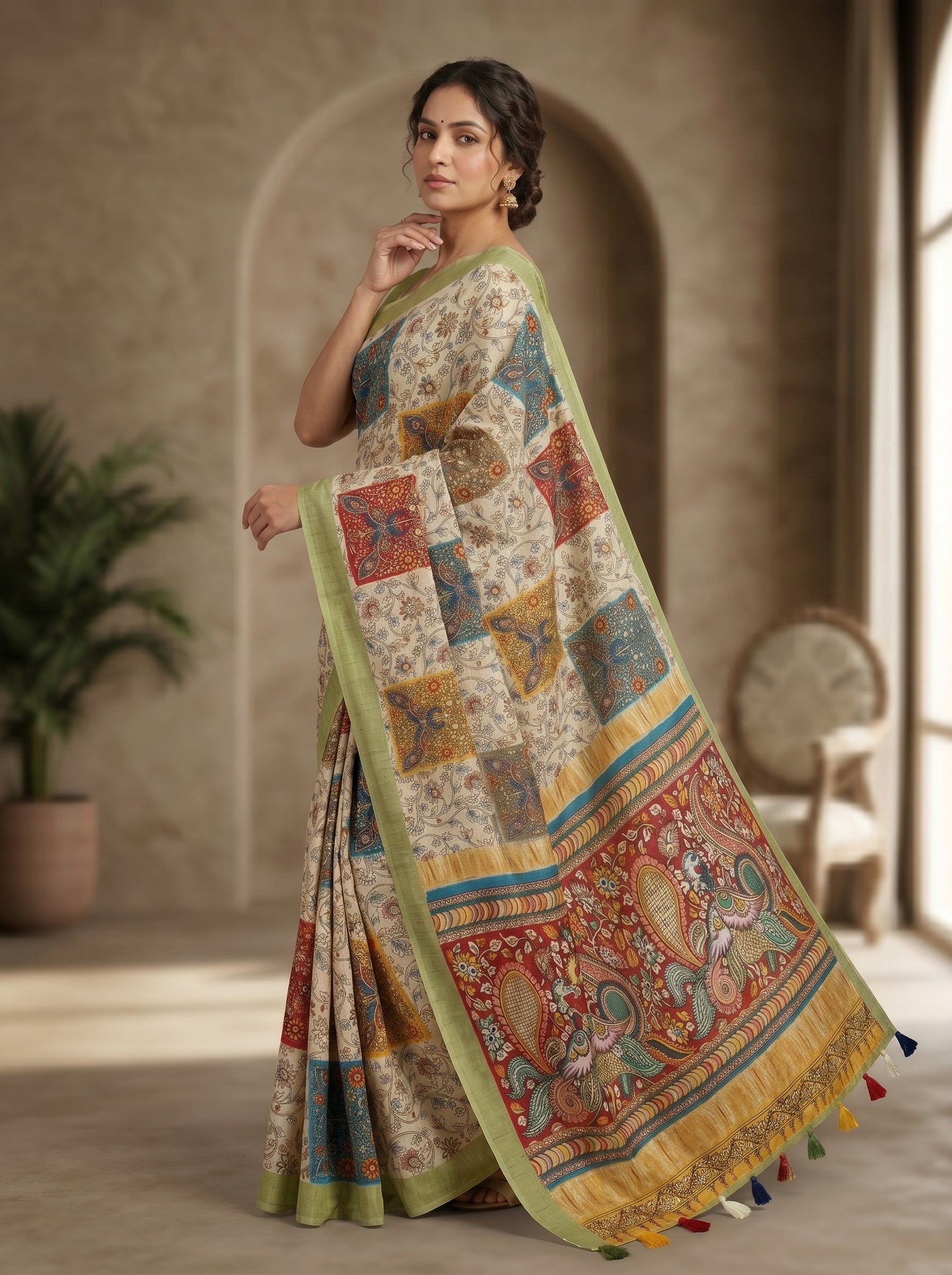 Varnika Cotton Blend Saree – Green 4