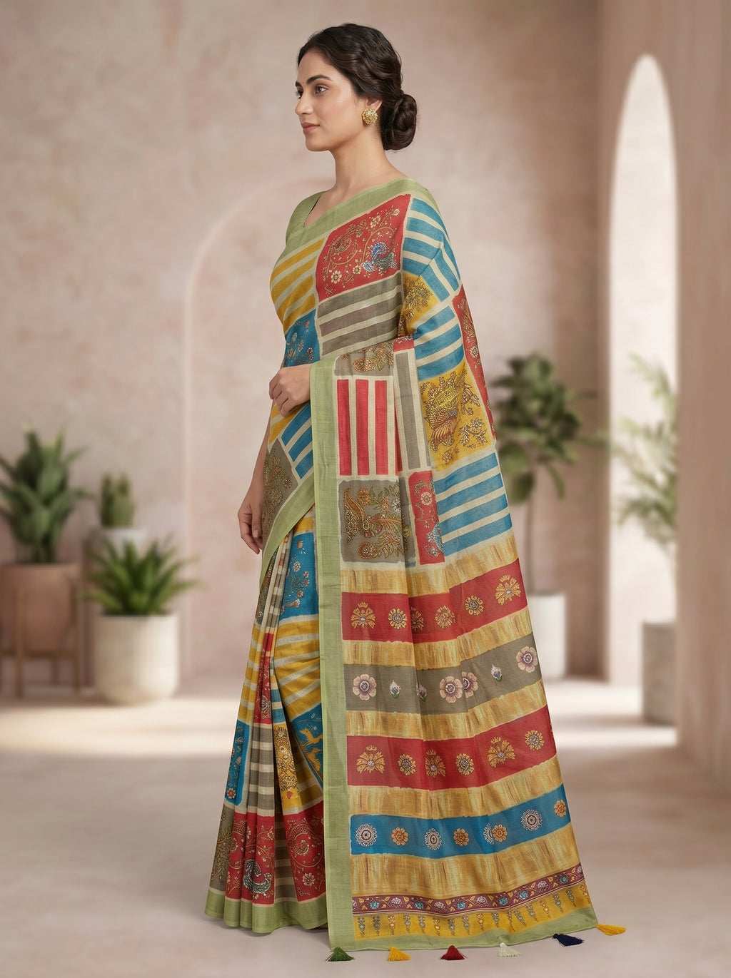 Varnika Cotton Blend Saree – Green 6