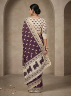 Zariya Cotton Blend Saree – Regal Wine