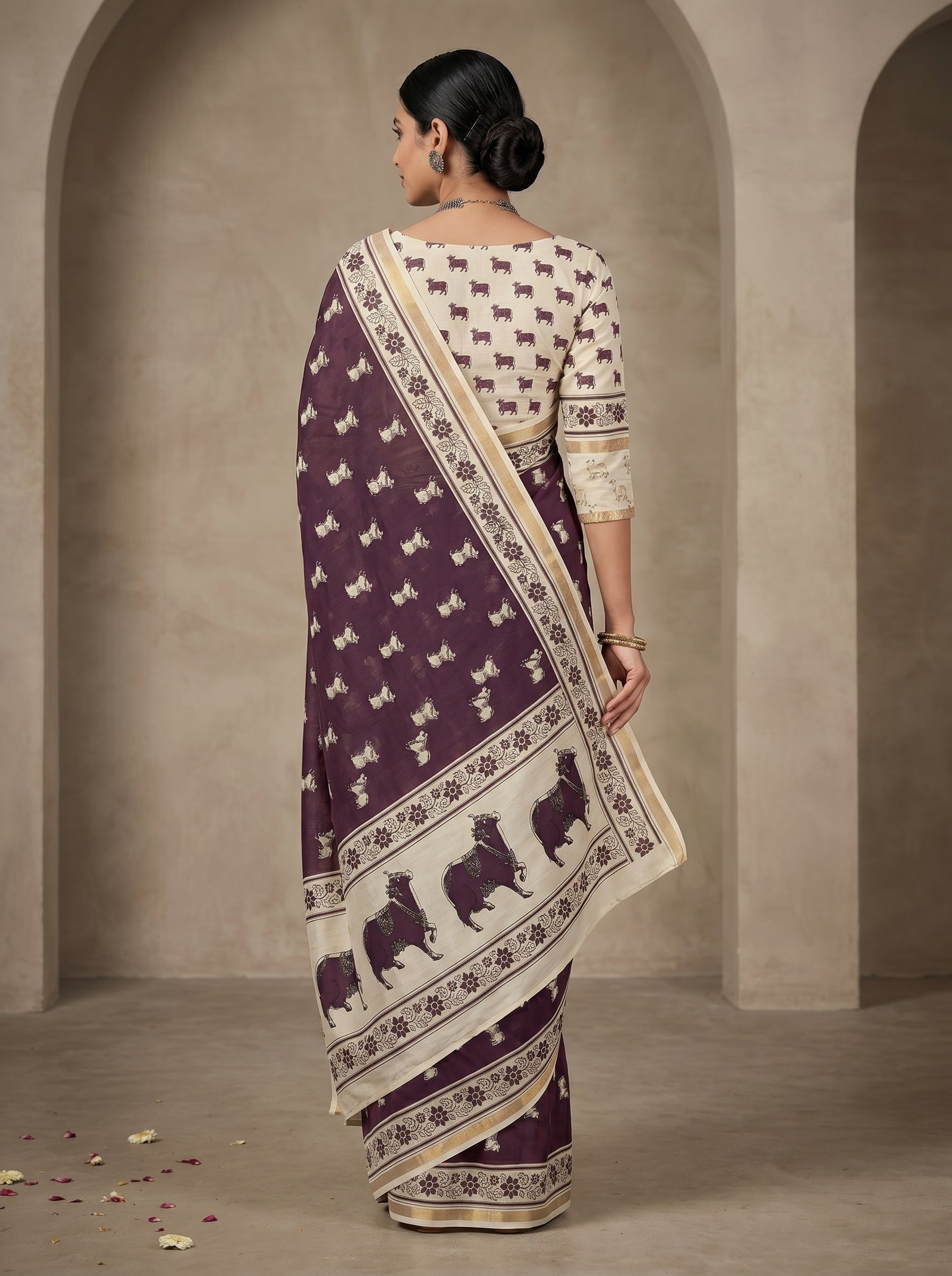 Zariya Cotton Blend Saree – Regal Wine