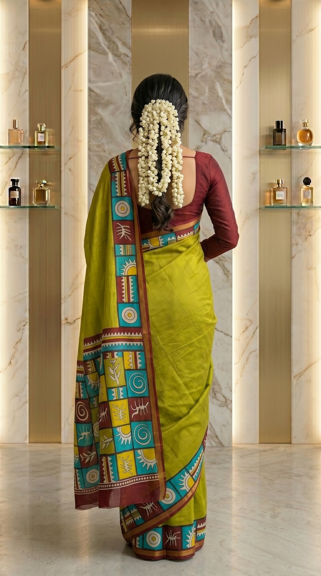 Aarshika Cotton Blend Saree – Olive