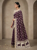 Zariya Cotton Blend Saree – Regal Wine