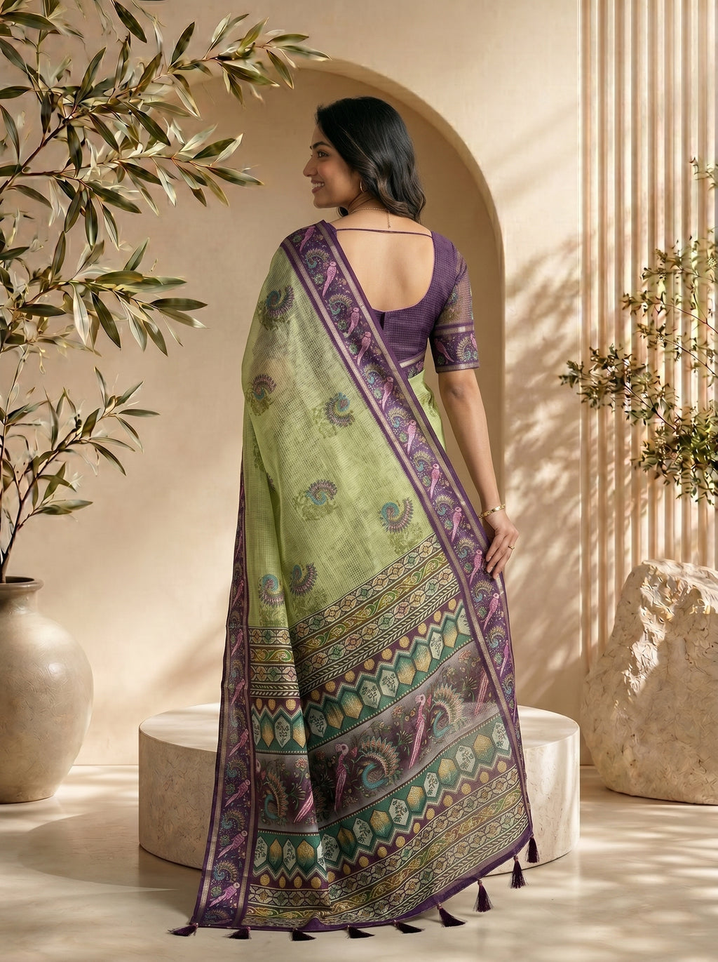 Mayuri Soft Kota Doriya Saree - Green