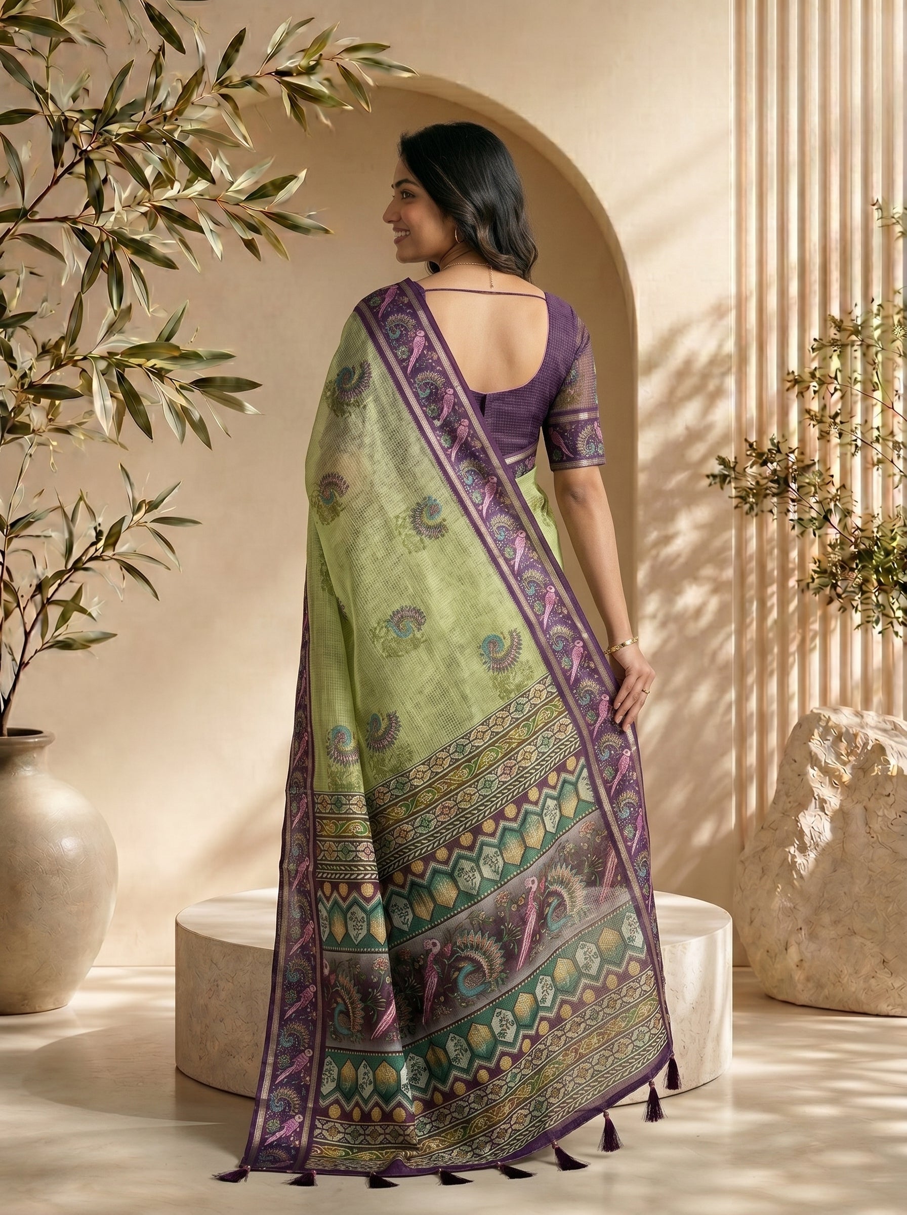 Mayuri Soft Kota Doriya Saree - Green