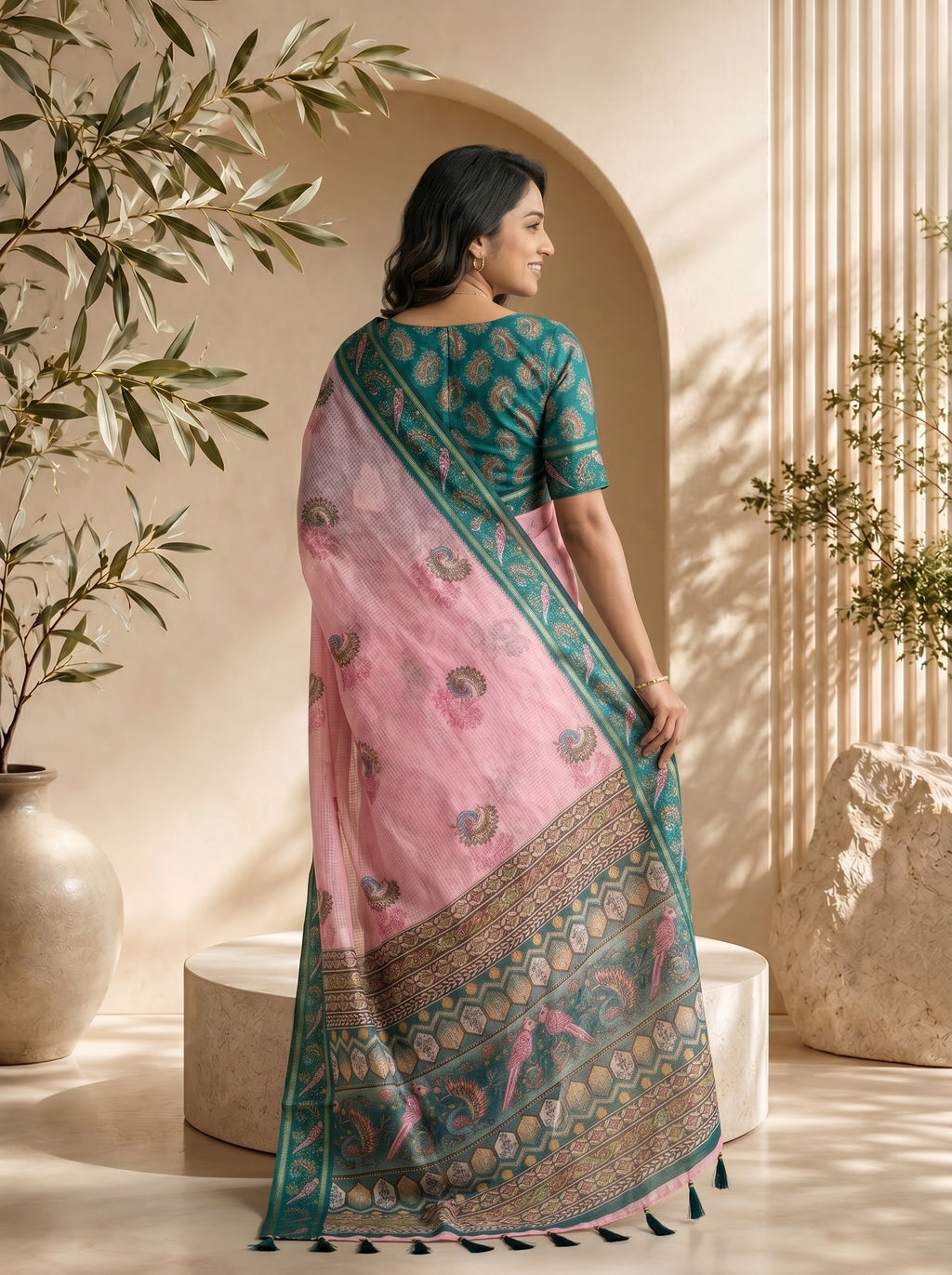 Mayuri Kota Doriya Saree – Pink