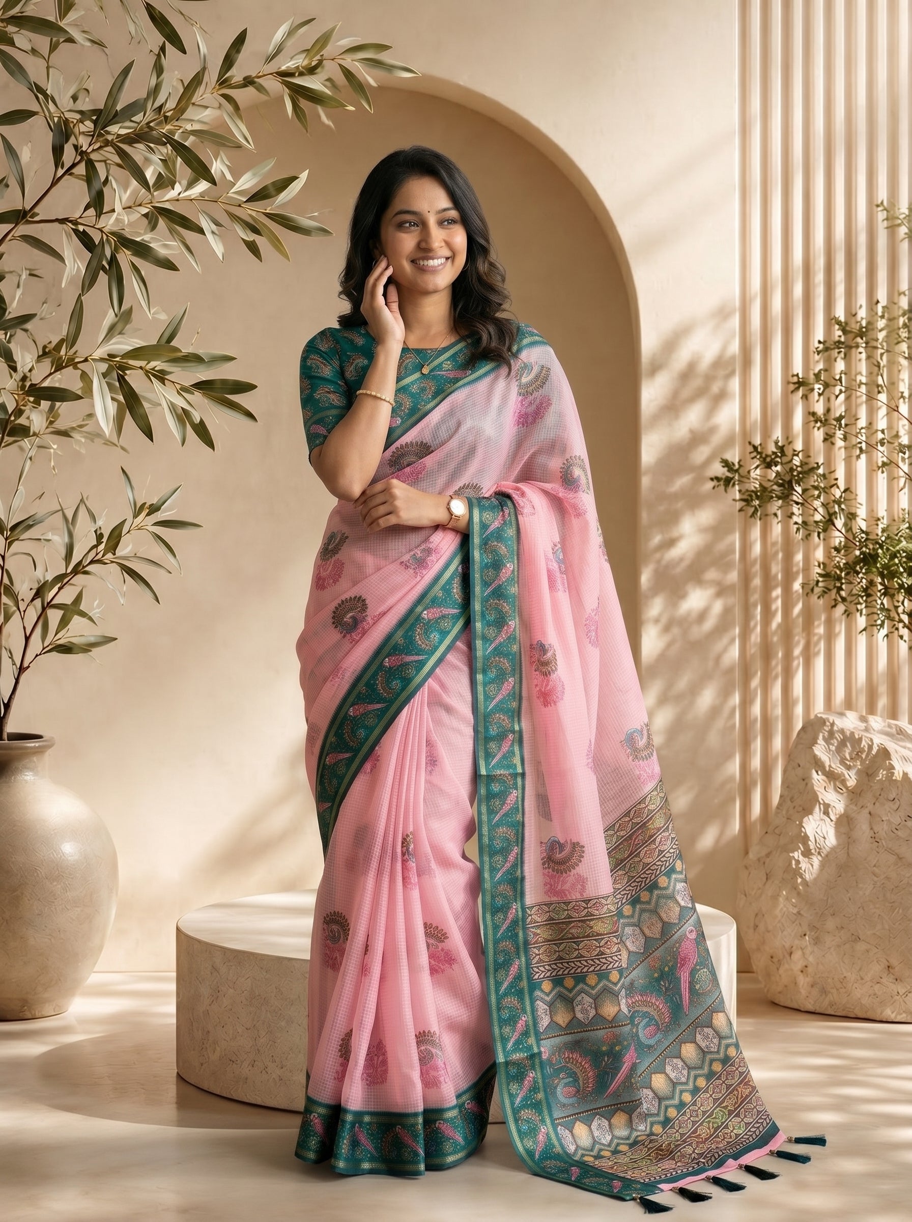 Mayuri Kota Doriya Saree – Pink