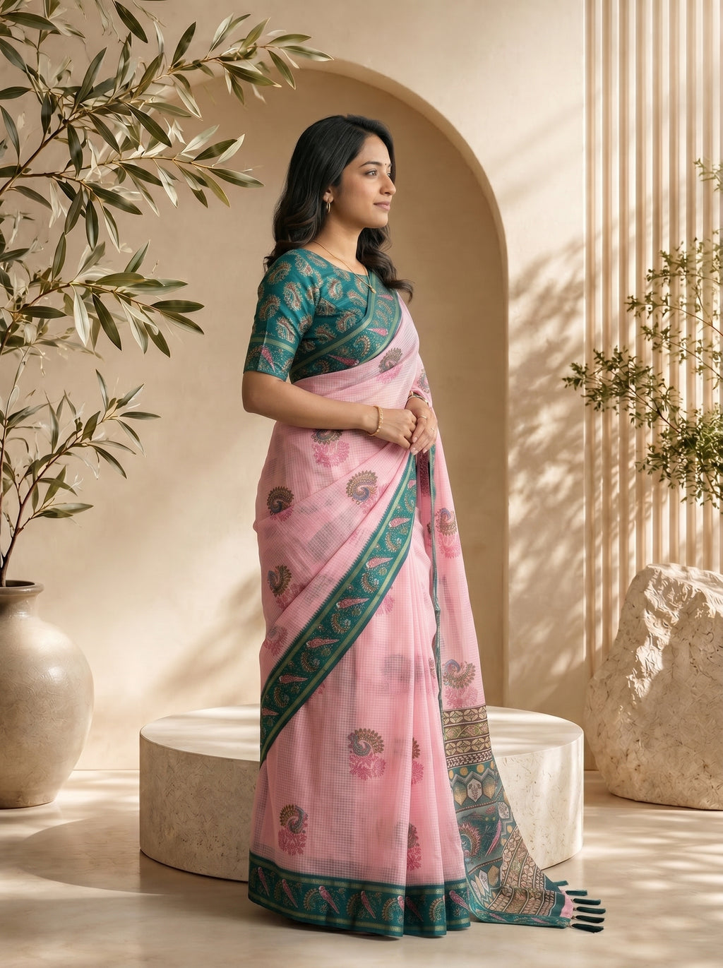 Mayuri Kota Doriya Saree – Pink