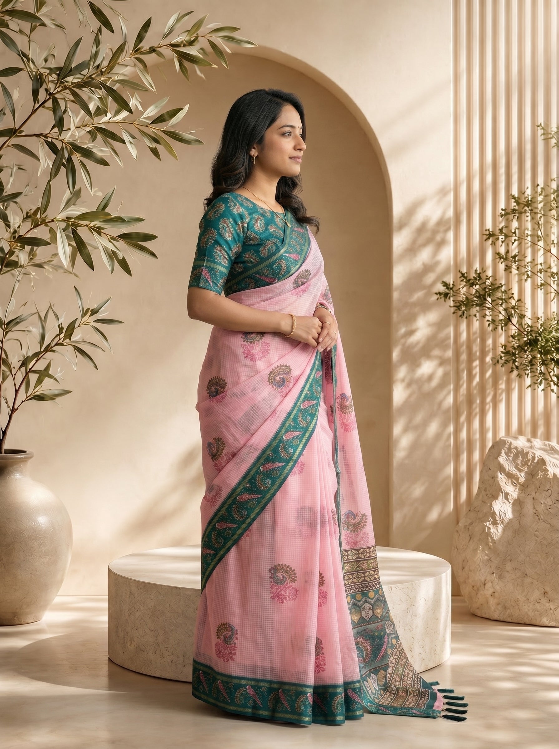 Mayuri Kota Doriya Saree – Pink