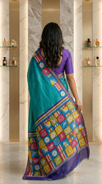 Aarshika Cotton Blend Saree – Turquoise