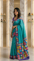 Aarshika Cotton Blend Saree – Turquoise