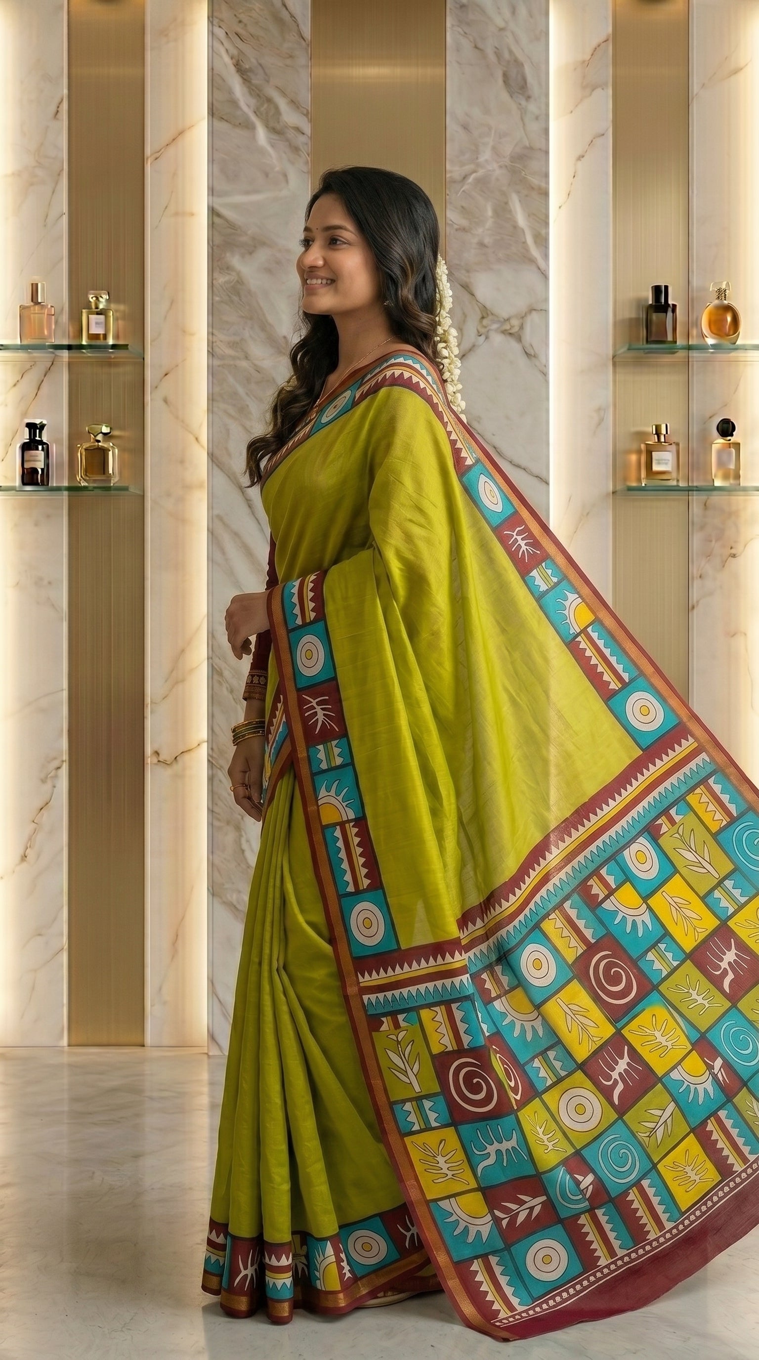 Aarshika Cotton Blend Saree – Olive