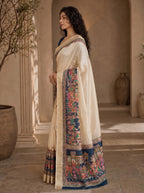 Varnesha Tussar Silk Saree – Ivory Heritage Digital Print