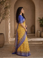 Varnesha Tussar Silk Saree – Mustard Heritage Digital Print