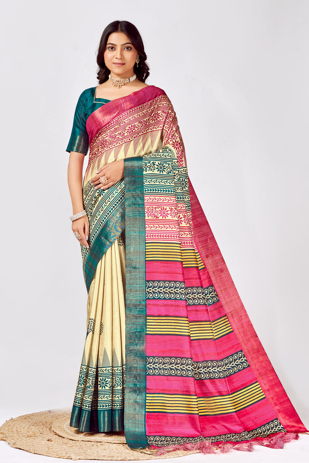 Soft Tussar Silk Saree with Traditional Prints