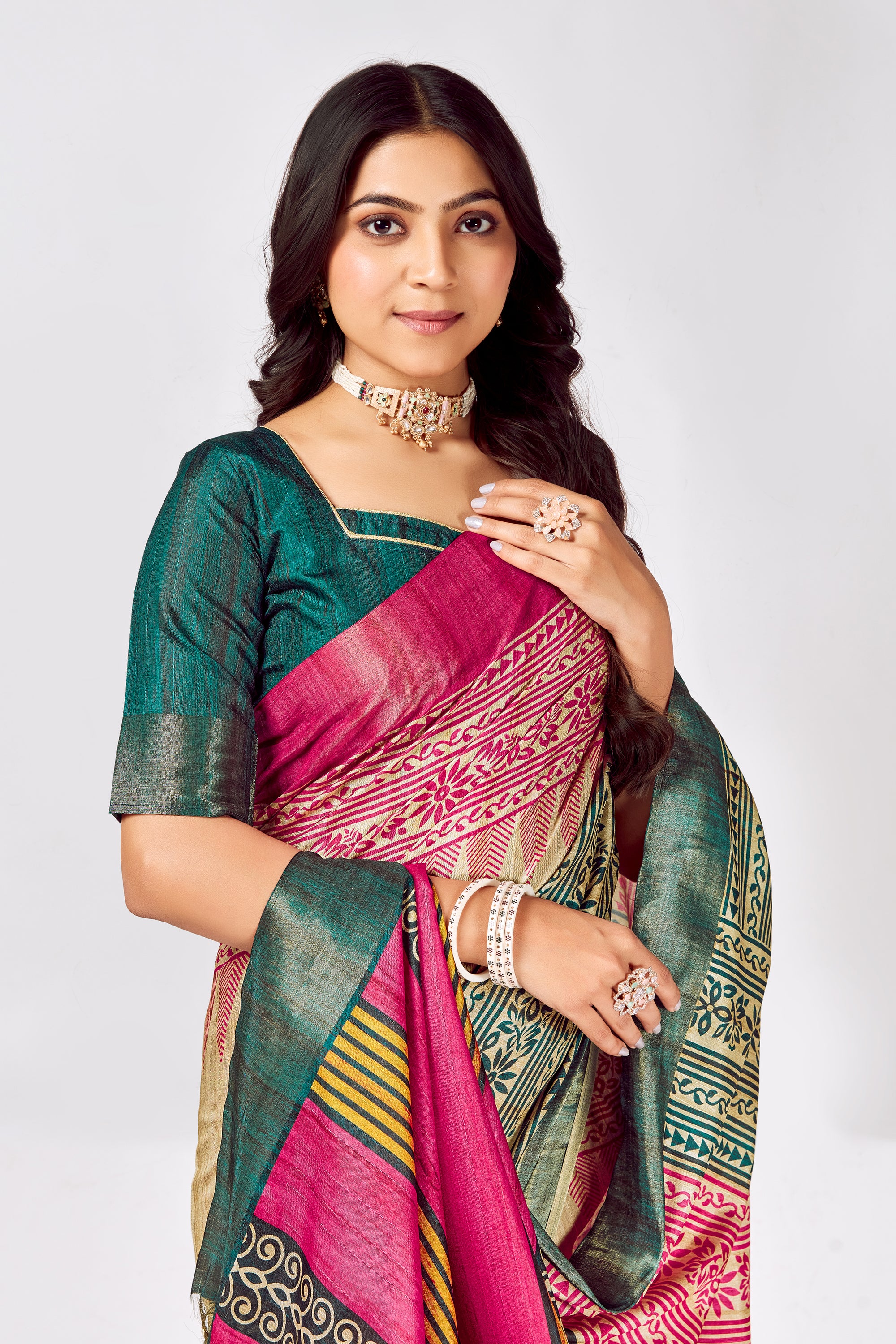 Soft Tussar Silk Saree with Traditional Prints
