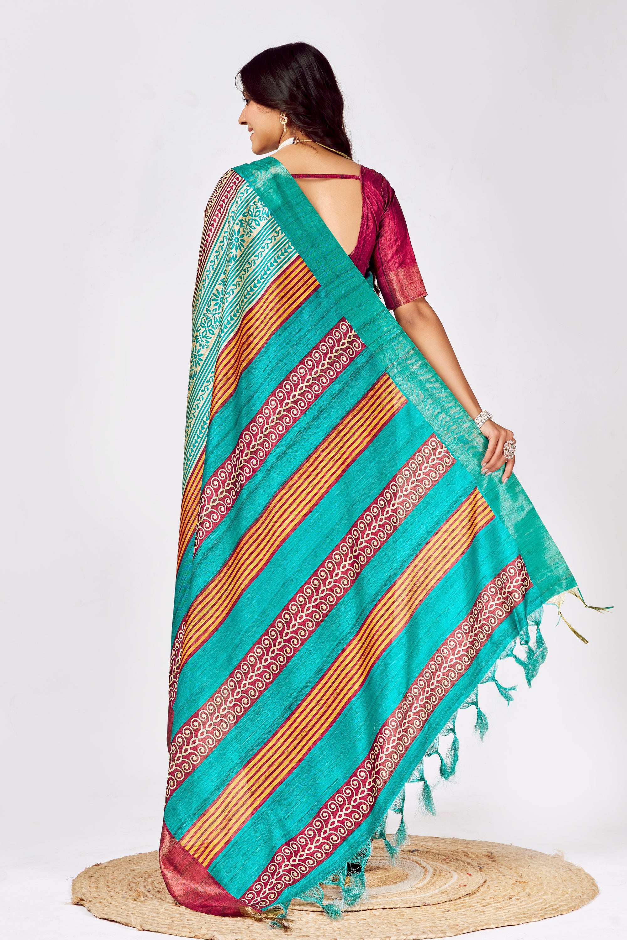 Soft Tussar Silk Saree with Traditional Prints