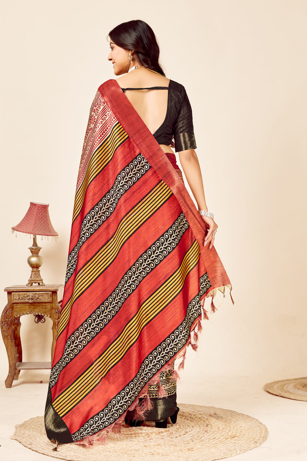 Soft Tussar Silk Saree with Traditional Prints
