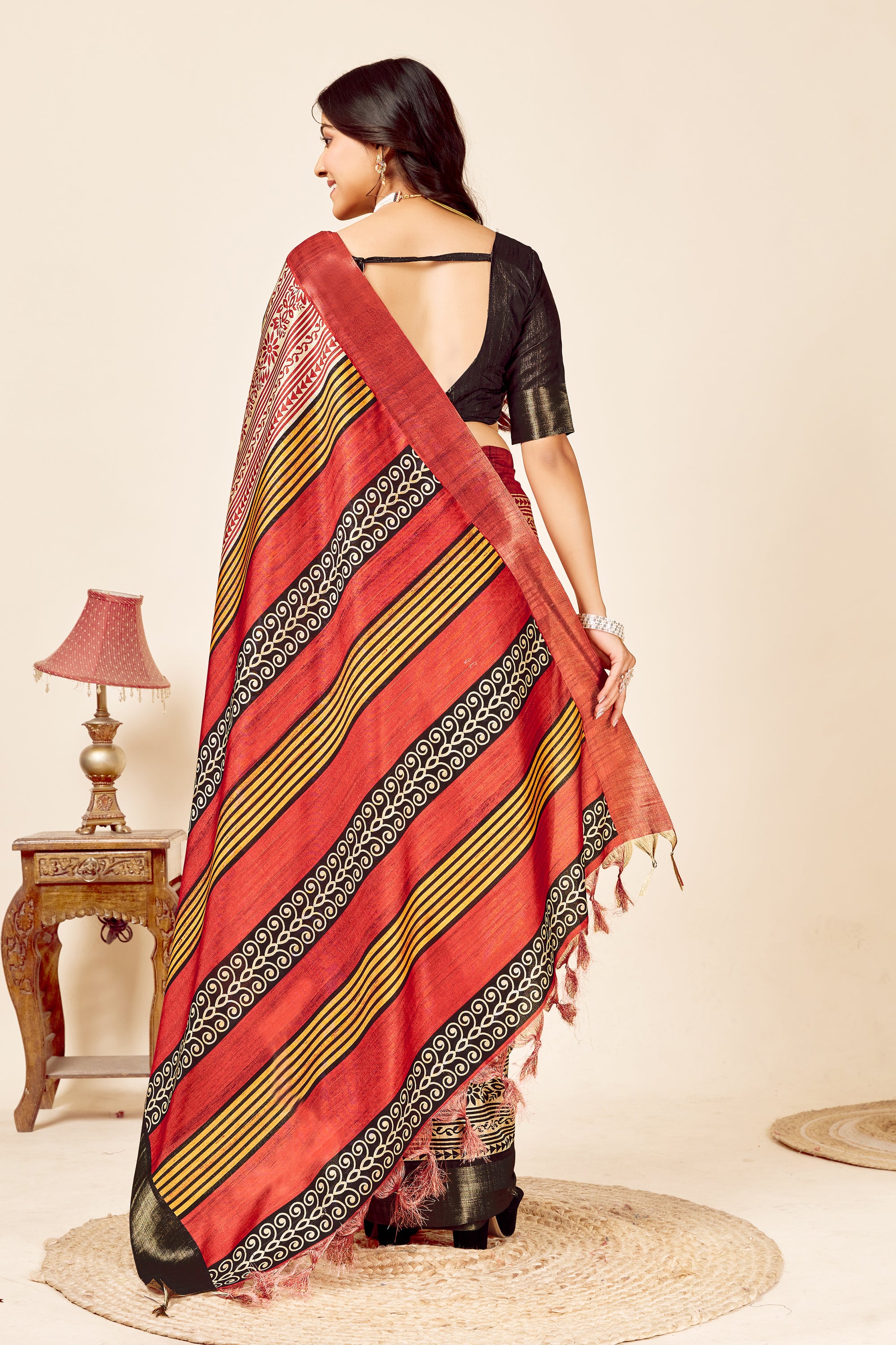 Soft Tussar Silk Saree with Traditional Prints