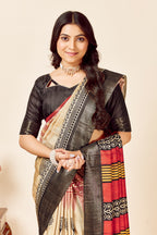 Soft Tussar Silk Saree with Traditional Prints